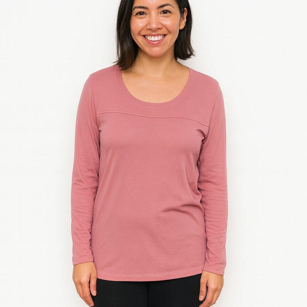 Hamptonite New York Long Sleeve Top Pink Scoop Neck